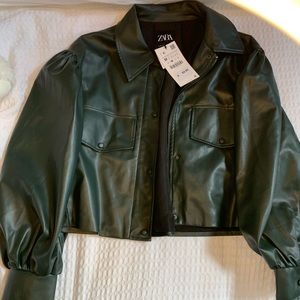 Leather bomber jacket
